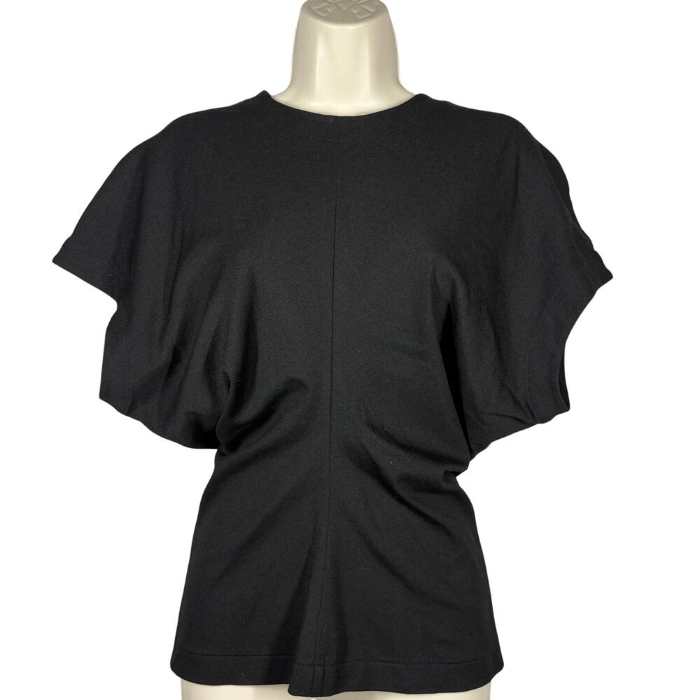 COS Black Short-Sleeve Draped Top